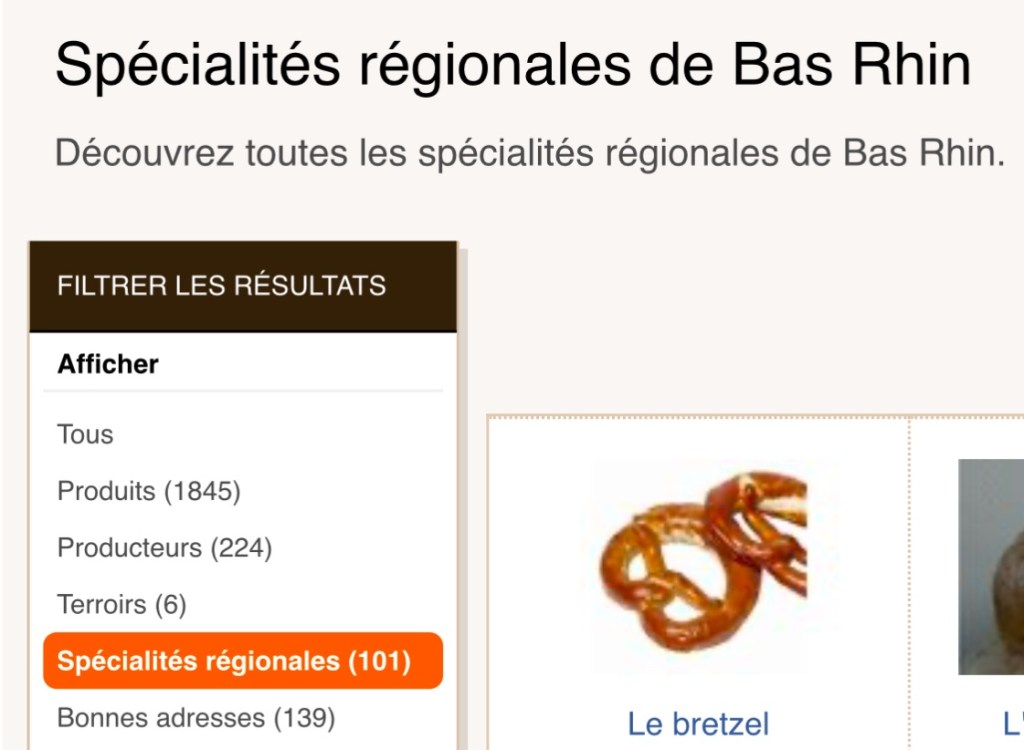 Capture d'écran de l'entrée de Keldelice pour le Bas-Rhin