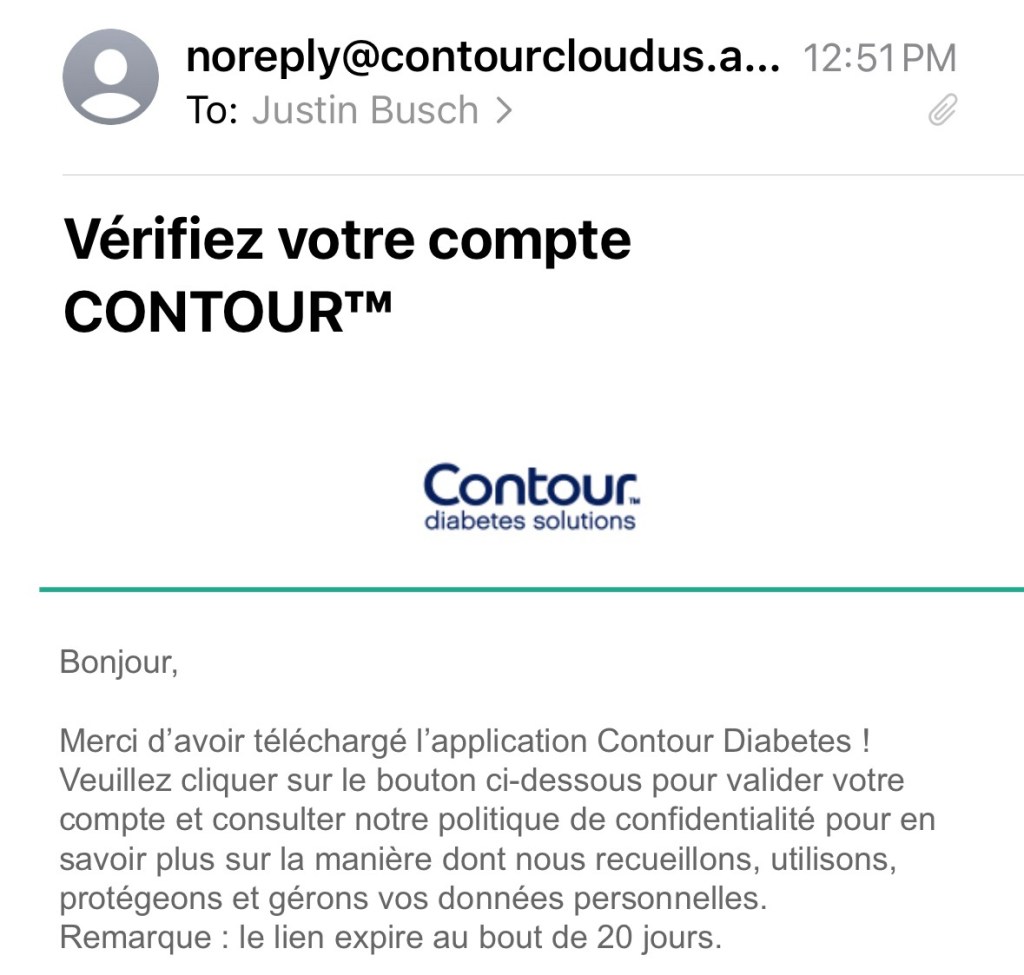 Courriel pour vérifier l'adresse e-mail du nouveau compte