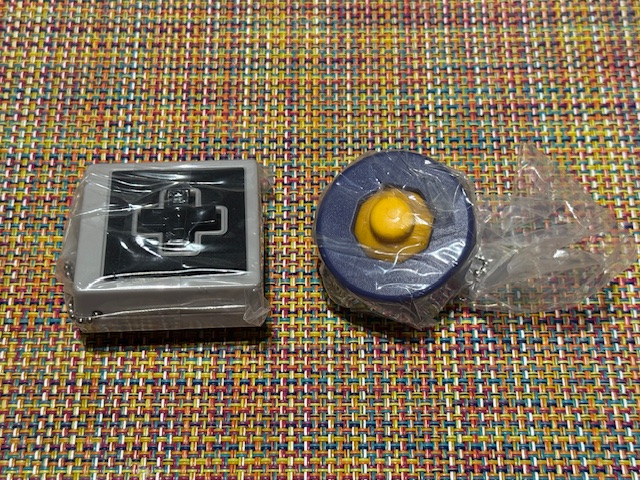 Photo des deux porte-clés enlevés de leur emballage. C'est facile de les remettre là-dedans.