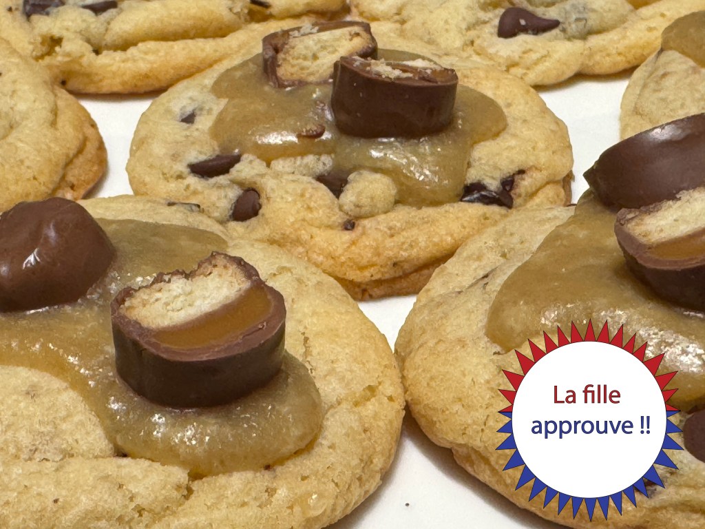 Des cookies en gros-plan avec le sceau d'approbation de La Fille