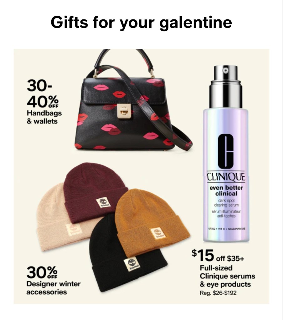 Capture d'écran d'un courriel qui dit « Des cadeaux pour ta galentine ».