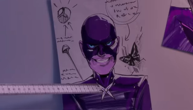 Dessin de Monarque, qui portait un masque qui a couvert sa tête entière