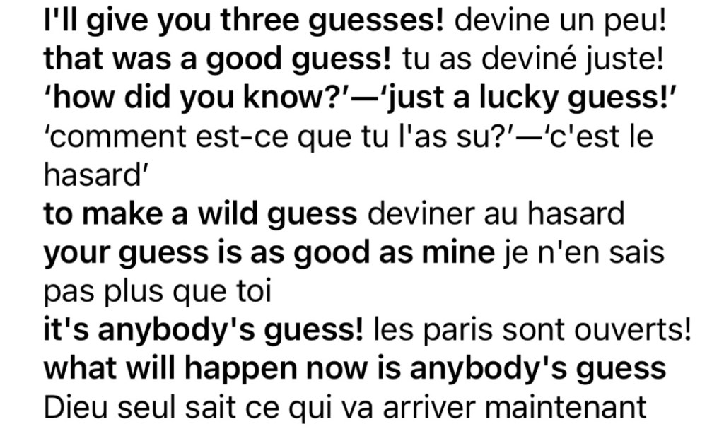 Capture d'écran de plus de l'entrée pour "guess" dans le dictionnaire Oxford