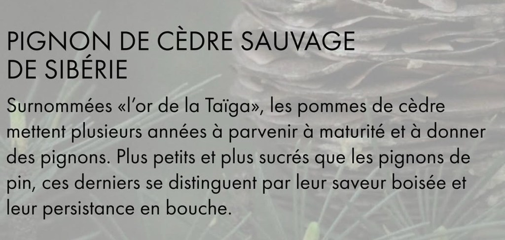 Capture d'écran du post de Pierre Hermé sur les pignons de cèdre. 