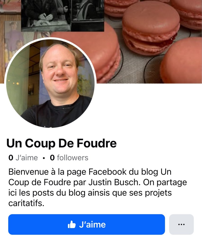 Capture d'écran de la nouvelle page Facebook du blog
