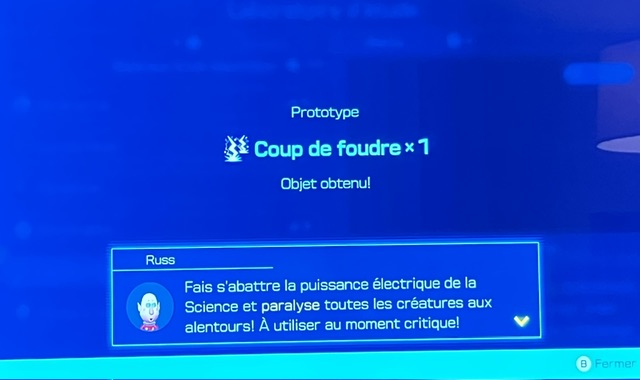 Elle acquiert un objet dit « Coup de Foudre » 