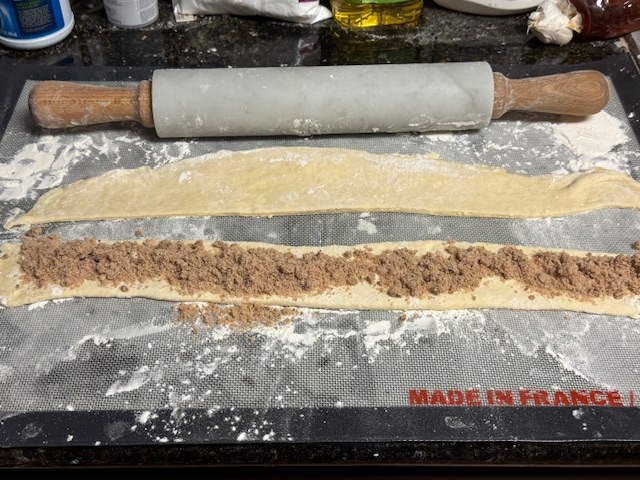 Bande de pâte étalée du sucre