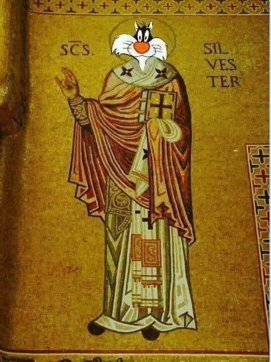 Sylvestre le chat, dit Grosminet, dans la peau de Saint-Sylvestre​