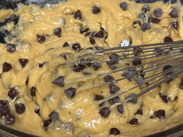 Pâte avec les pépites distribuées partout 