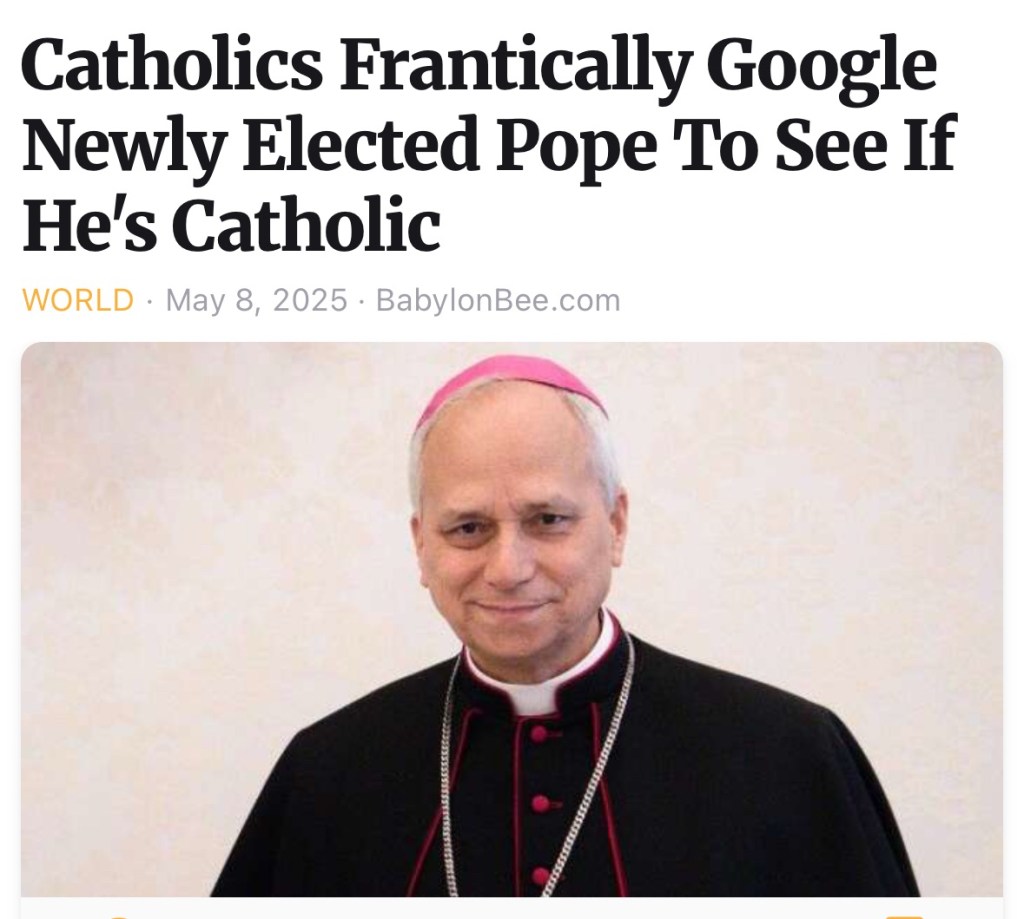 Gros-titre en anglais avec une photo du cardinal Prevost avant son élection.