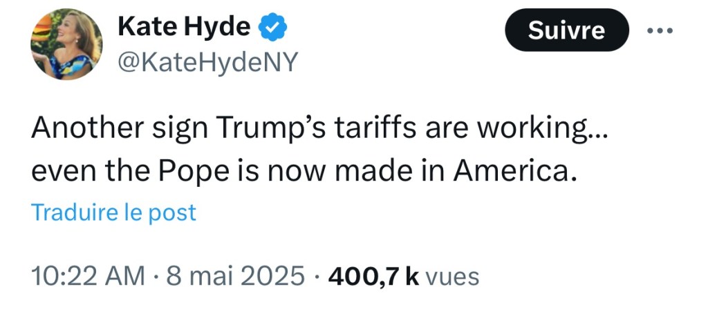 Capture d'écran d'un tweet par la commentatrice Kate Hyde