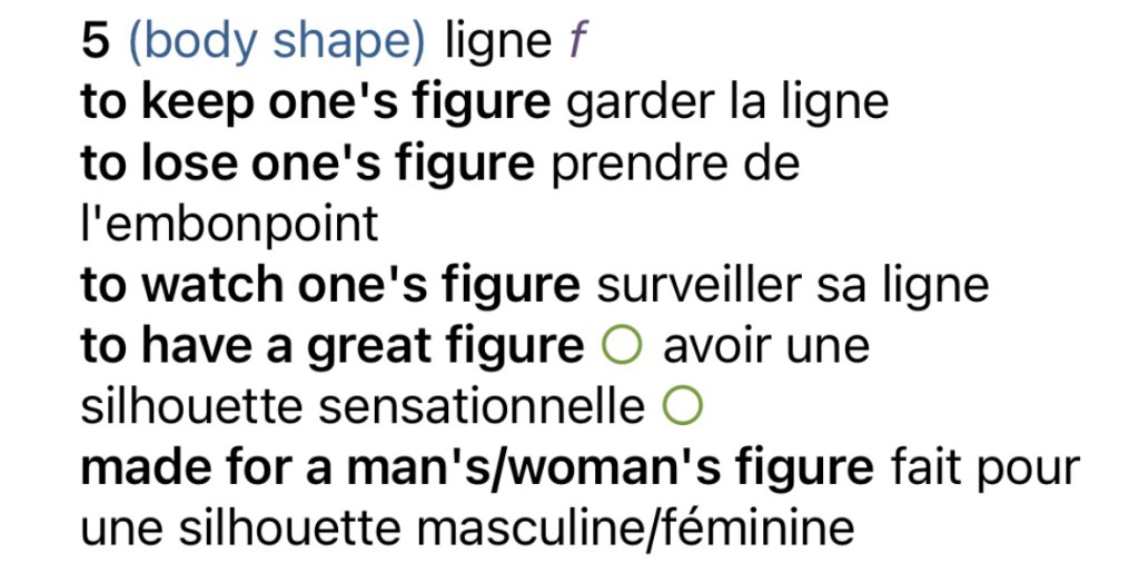 Ça donne ligne ou silhouette en français à la place de "figure" en anglais.