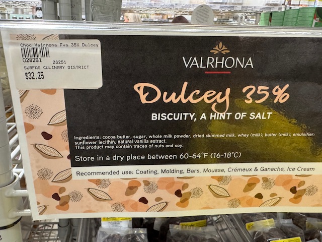 Étiquette du chocolat Dulcey