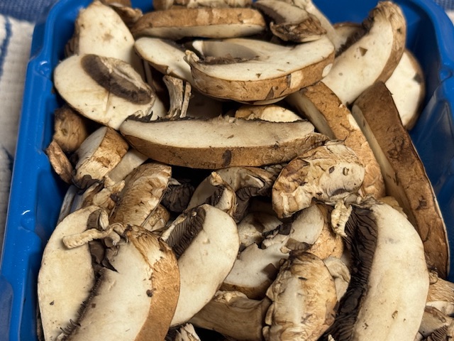Champignons tranchés dans leur boîte
