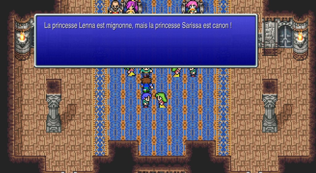 C'est un bal dans un palais. On dit « La princesse Lenna est mignonne mais la princesse Sarissa est canon ! »
