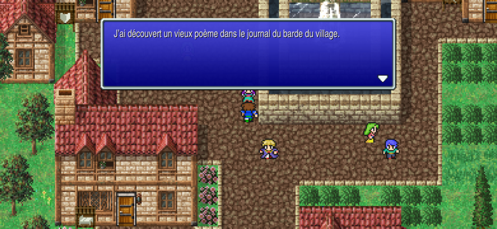 Villageois : J'ai découvert un vieux poème dans le journal du barde du village.