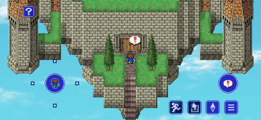 Parti devant le château. Il y a évidemment du ciel partout au-dessous.