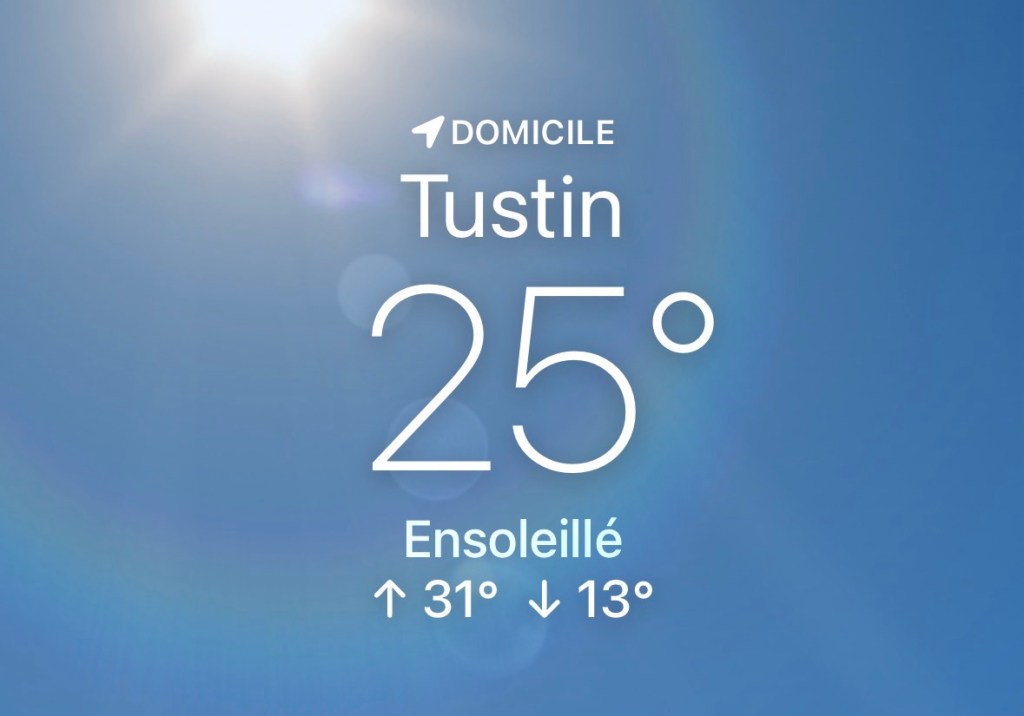 25° à 9h du matin, ensoleillé