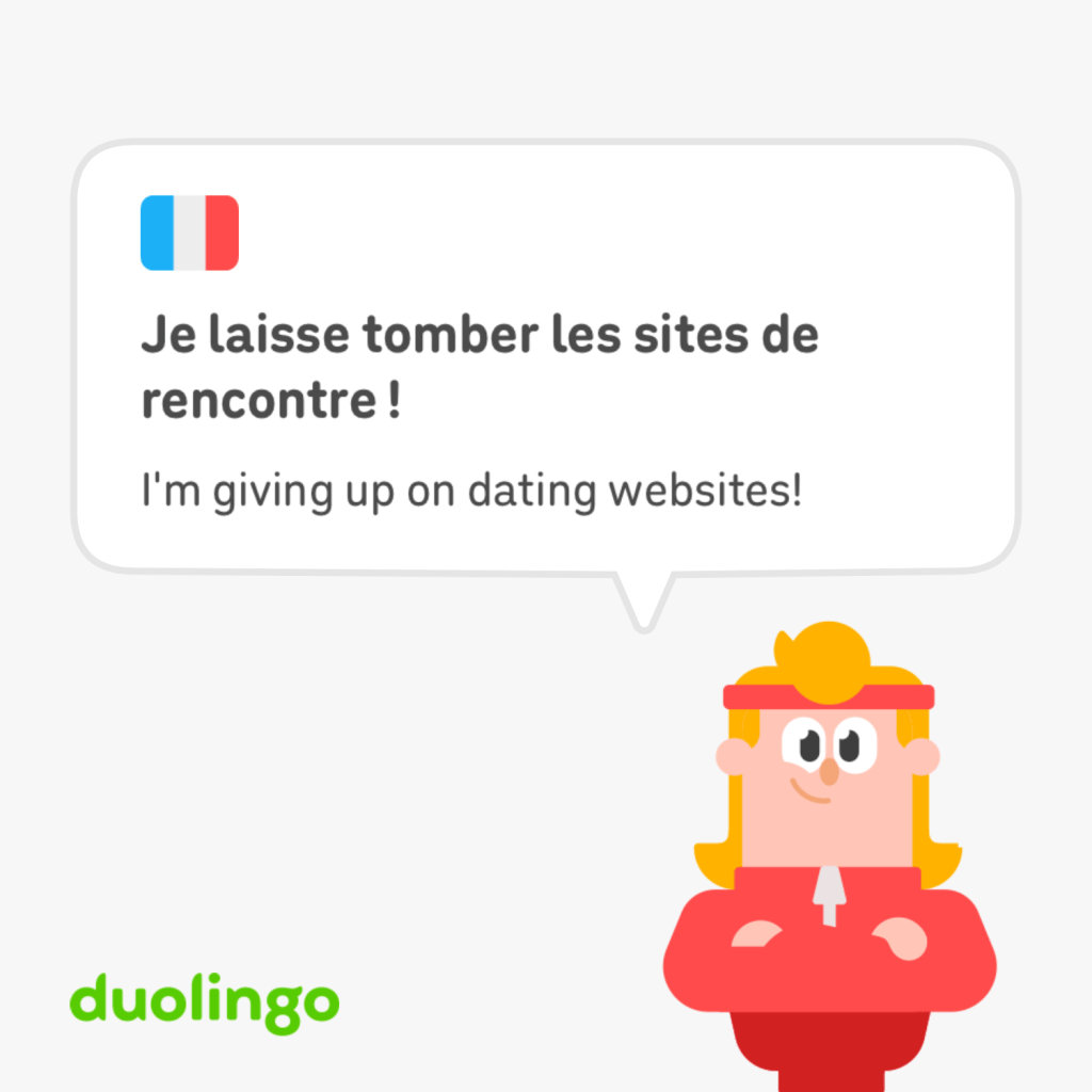 Ça dit : « Je laisse tomber les sites de rencontre. »