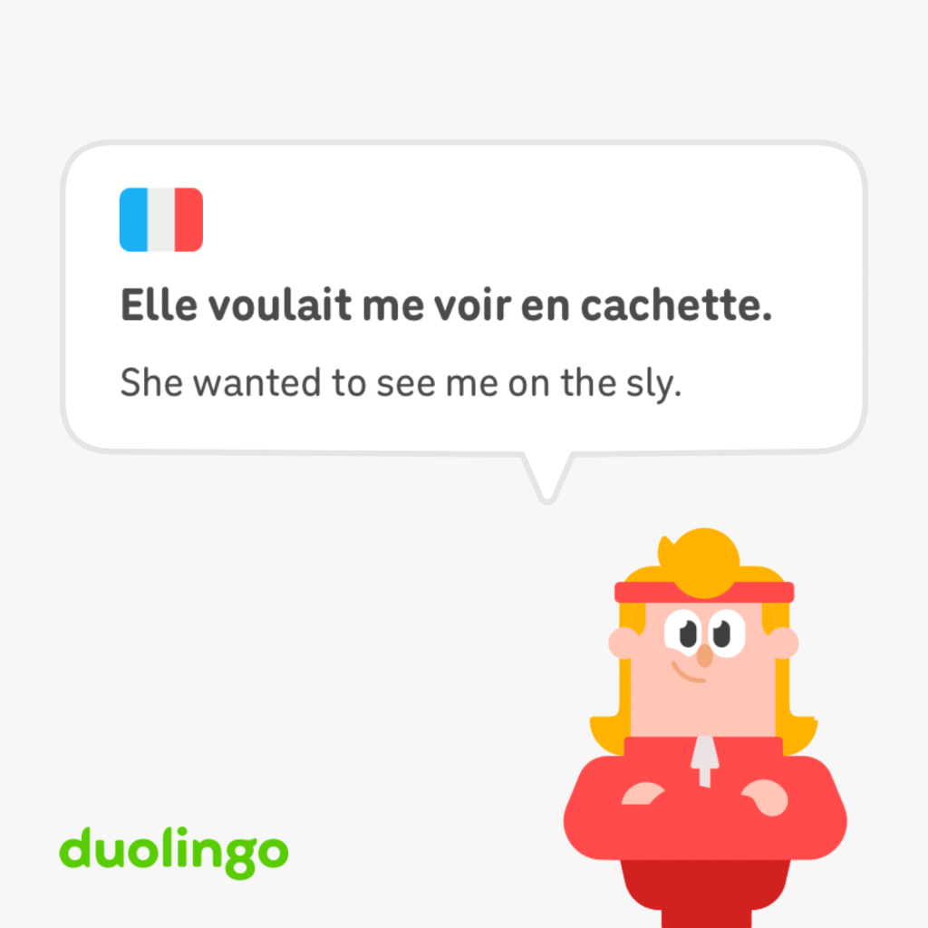 Ça dit « Elle voulait me voir en cachette. »