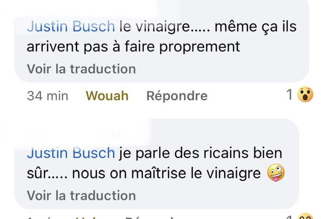 « le vinaigre..... même ça ils arrivent pas à faire proprement. je parle des ricains bien sûr..... nous on maîtrise le vinaigre. »
