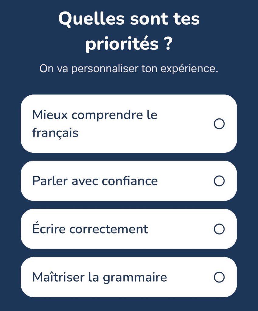 Quelles sont tes priorités : Mieux comprendre, parler ou écrire correctement, maîtriser la grammaire