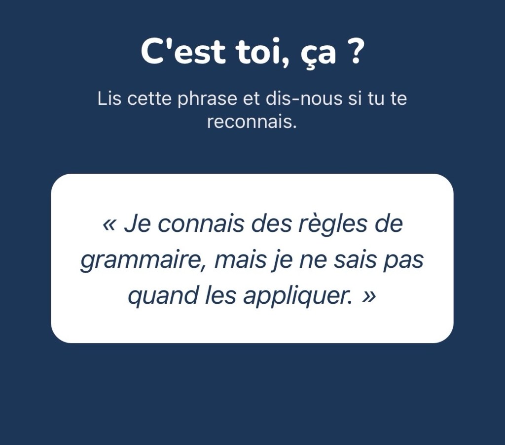 C'est toi ça ? « Je connais des règles de grammaire, mais je ne sais pas quand les appliquer. »