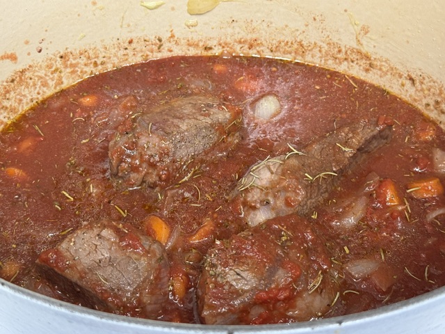 Sauce bien mélangée au début de la cuisson