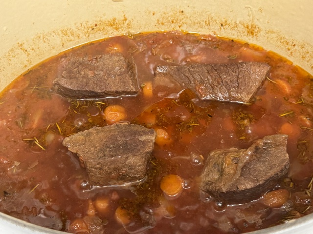 Viande après 3 hueres de cuisson