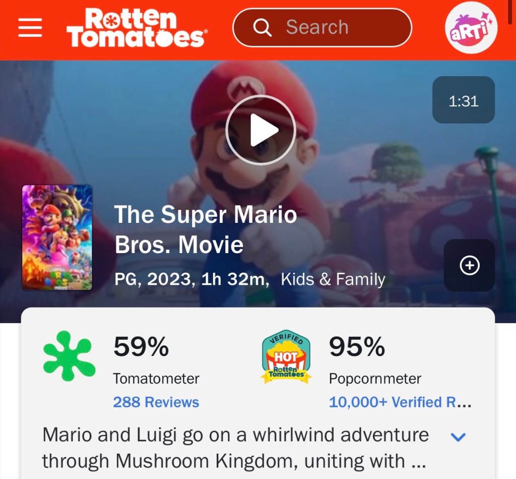 Le score des critiques est 59 % : celui du public est 95 %.