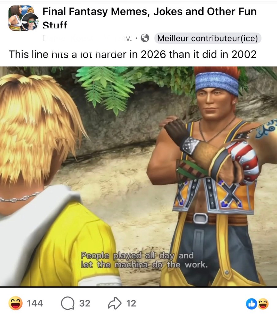 Photo des personnages Tidus et Wakka, expliquée dans l'article.