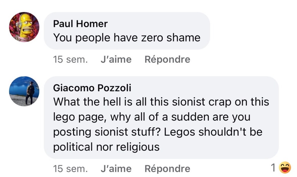 Capture d'écran de deux commentaires