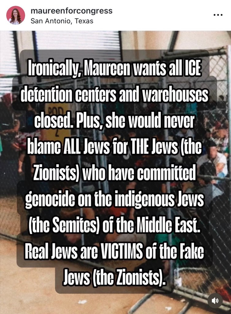 Capture d'écran d'un post sur Insta. C'est de plusieurs pages au total, mais cette page se termine par : « Les vrais Juifs sont des victimes des faux Juifs (Sionistes). »