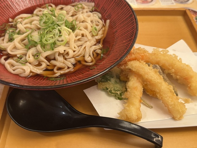 Bol de Kake Udon avec des crevettes à la tempura