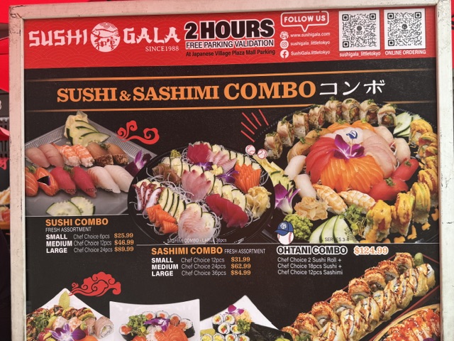 Menu de Sushi Gala avec des photos des sushis