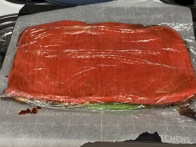 Gâteau recouvert de film à contact
