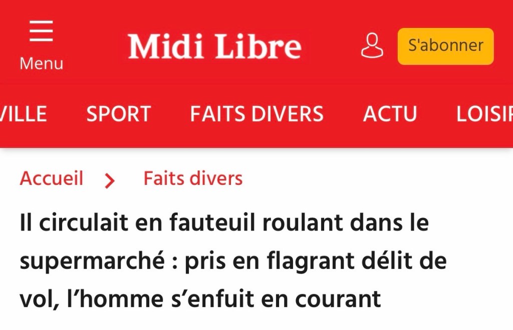 Il circulait en fauteuil roulant dans le supermarché : pris en flagrant délit de vol, l’homme s’enfuit en courant